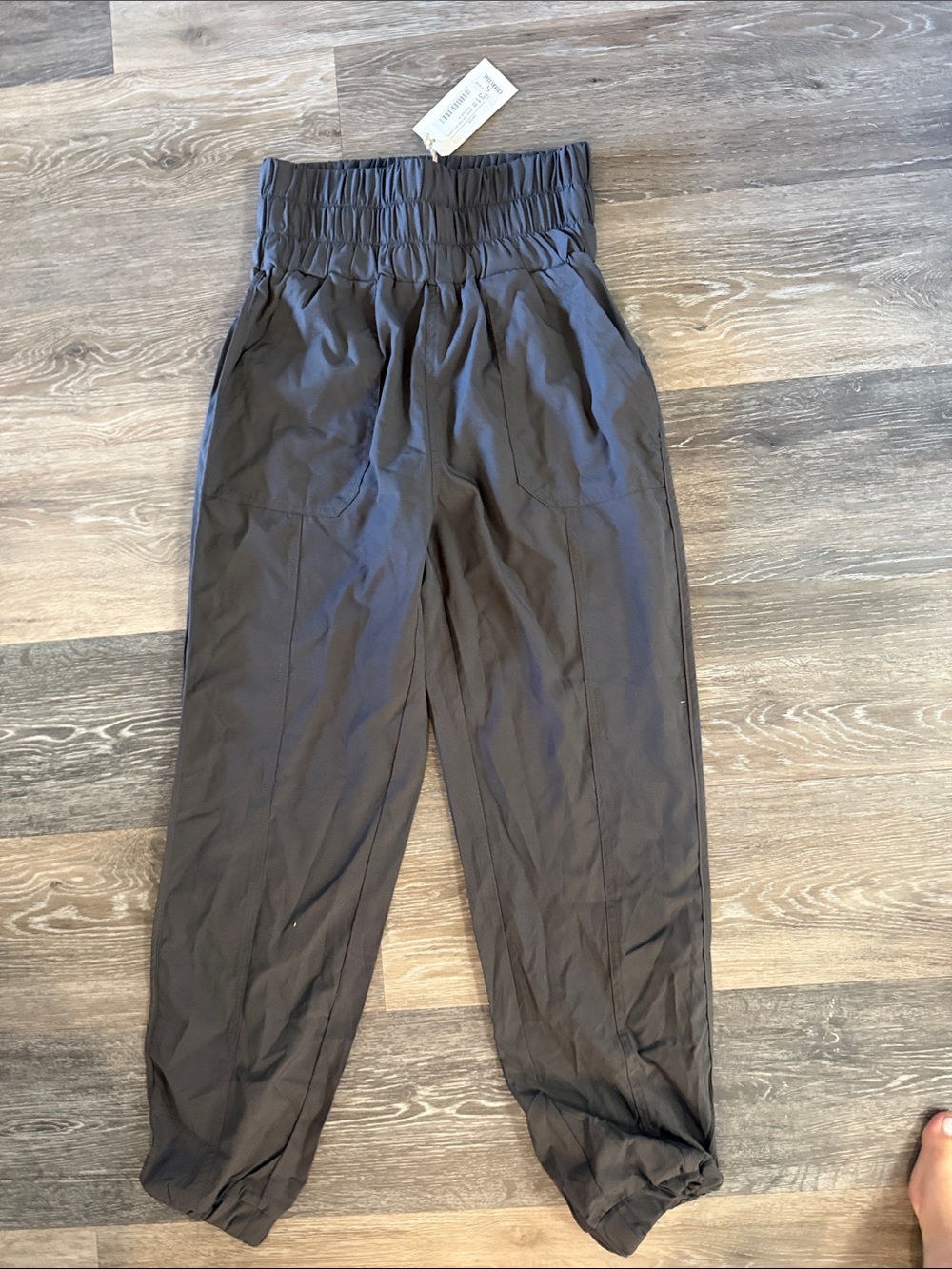 High-Waist Elastic Jogger Pants in Dark Gray